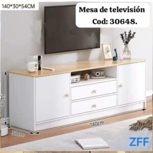 Mesa de TV Blanca y Crema