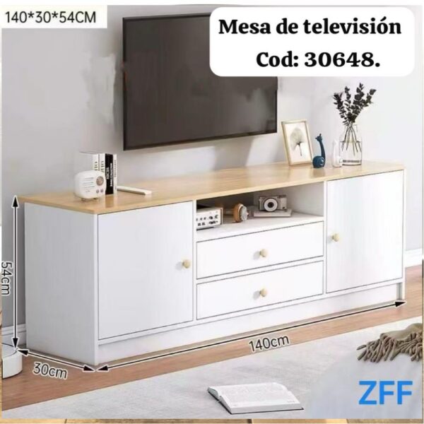 Mesa de TV Blanca y Crema