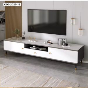 Mesa de TV Plateada y Blanca